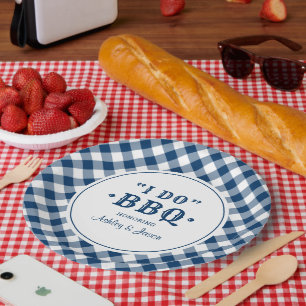 Assiettes En Carton Je fais BBQ Marine En vichy mariage personnalisé M