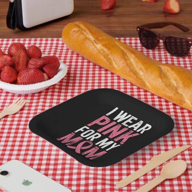 Assiettes En Carton Je Porte Du Rose Pour Ma Mère Sensibilisation Au C (Pique-nique)