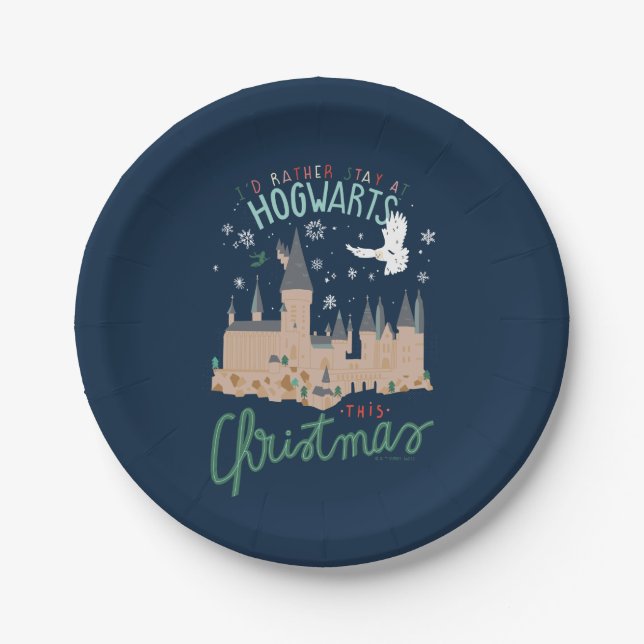 Assiettes En Carton Je Préférerais Rester À Hogwarts Ce Noël (Devant)
