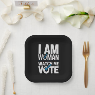 Assiettes En Carton Je Suis Femme Regardez Moi Voter Vintage