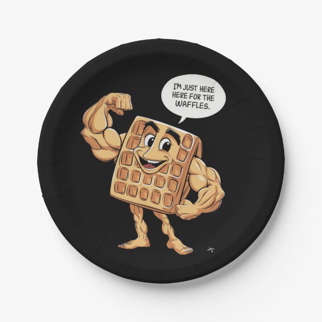ASSIETTES EN CARTON JE SUIS ICI POUR LES WAFFLES (Devant)