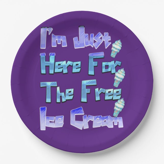 Assiettes En Carton Je suis juste ici pour la crème glacée gratuite, d (Devant)