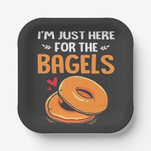 Assiettes En Carton Je suis juste là pour la nourriture juive Bagels