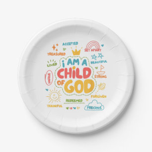 Assiettes En Carton Je suis un enfant de Dieu chrétien rétro Jésus foi