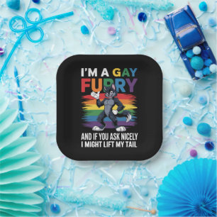 Assiettes En Carton Je suis un renard arc-en-ciel gay furry loup Fiert