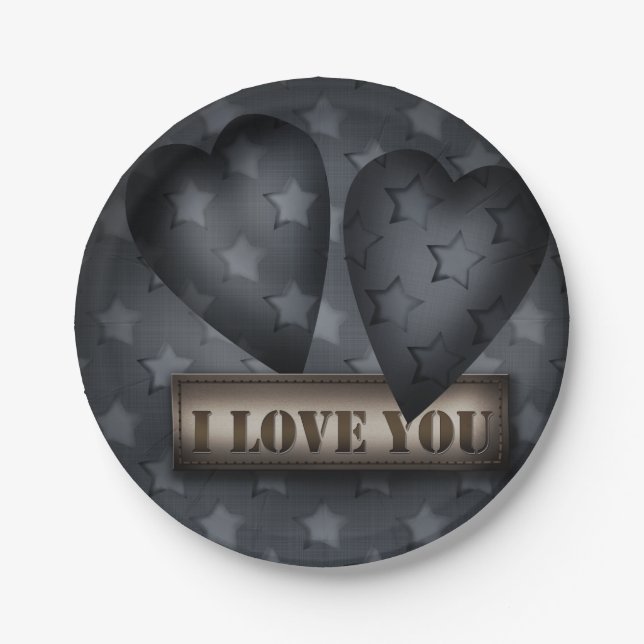 Assiettes En Carton Je t'aime (Devant)