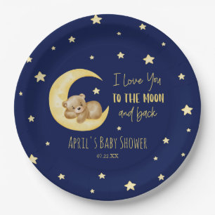 Assiettes En Carton Je T'Aime Au Baby shower Lune Teddy Bear