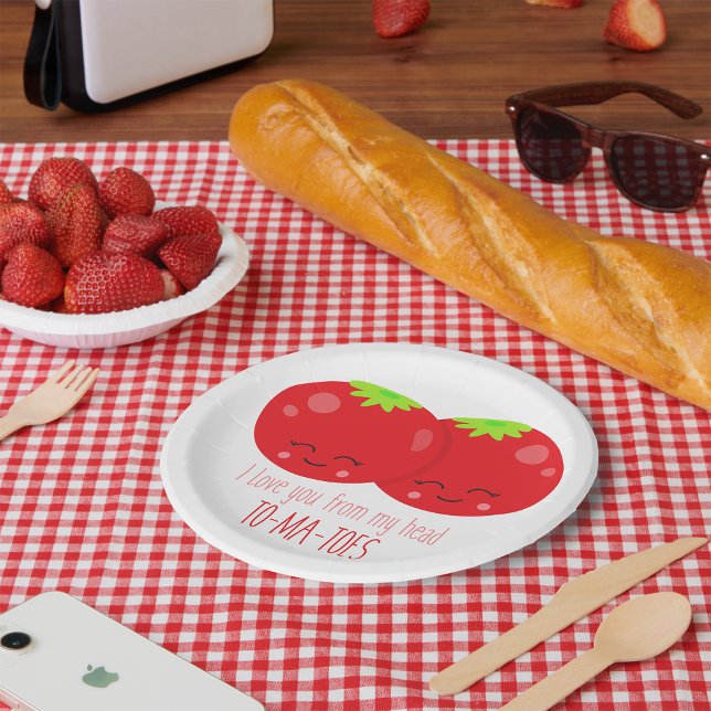 Assiettes En Carton Je T'Aime De Ma Tête Tomates (Créateur téléchargé)