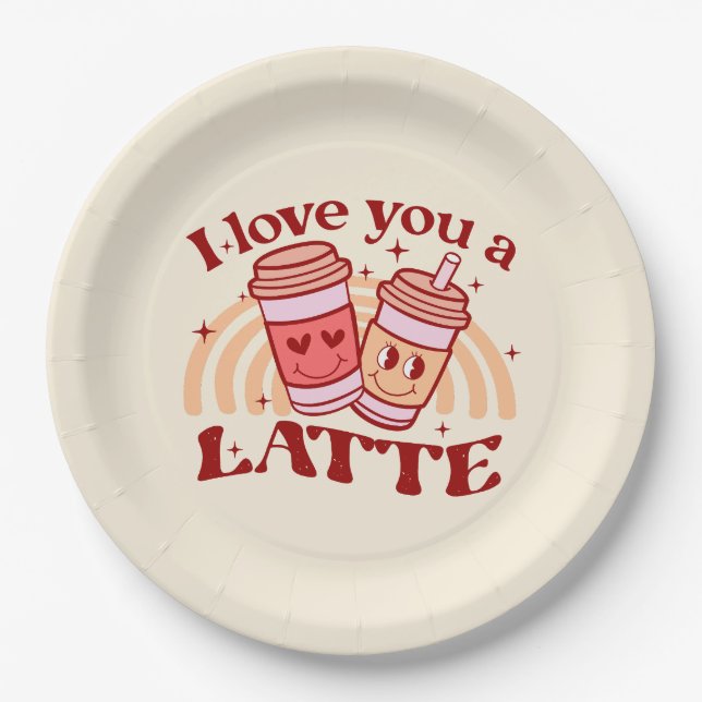 Assiettes En Carton Je T'Aime Un Latte (Devant)