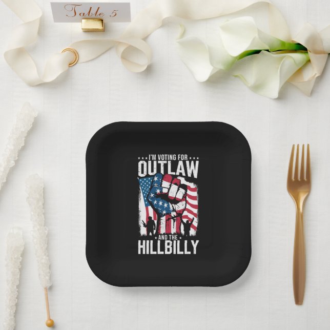 Assiettes En Carton Je vote pour l'hors-la-loi et le Hillbilly 2024 (Mariage)
