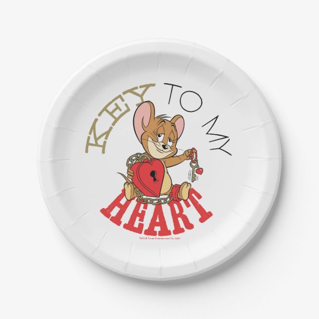 Assiettes En Carton Jerry Mouse "Key To My Heart" Valentine (Devant)