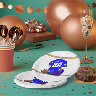 Assiettes En Carton Jersey de football bleu blanc personnalisé