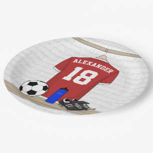 Assiettes En Carton Jersey de football rouge et blanc personnalisé
