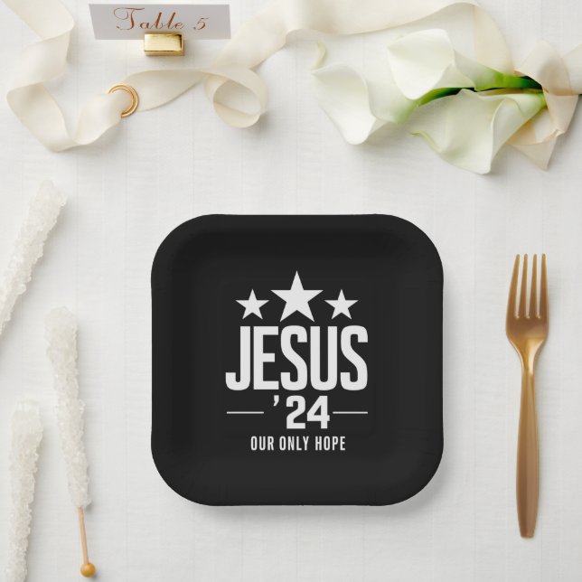 Assiettes En Carton Jésus Christ 2024 Président Élection USA Politique (Mariage)