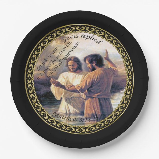 Assiettes En Carton Jésus Christ Baptême image un (Devant)