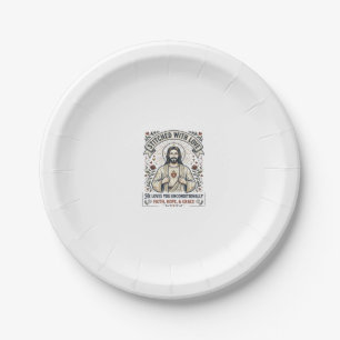 Assiettes En Carton Jésus Couture Tricotage Chemise Graphique Chrétien