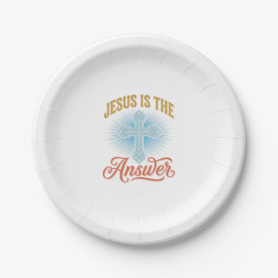 Assiettes En Carton Jésus Est la Réponse Croix Chrétienne Conception V