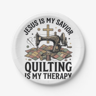 Assiettes En Carton Jésus est mon Sauveur le Quilting est ma Thérapie