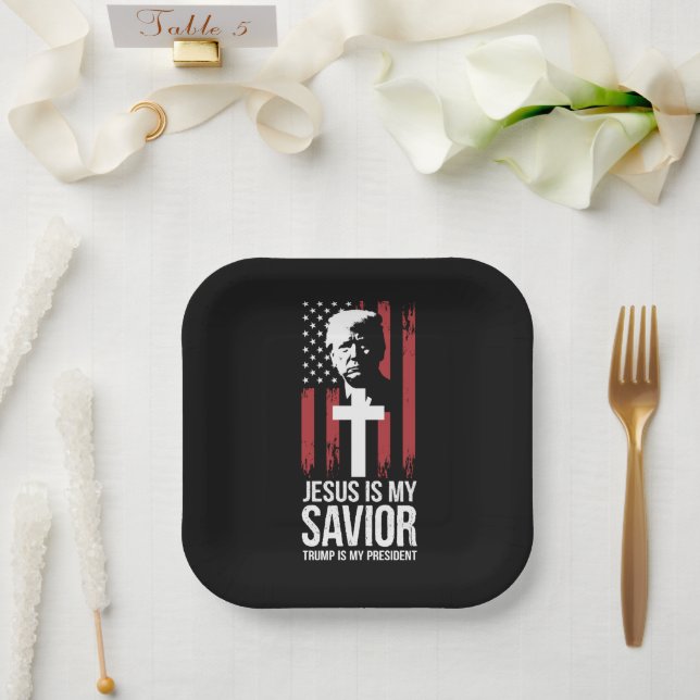 Assiettes En Carton Jésus Est Mon Sauveur Trump Est Mon Président Trum (Mariage)