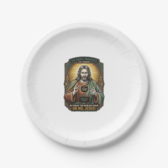Assiettes En Carton Jésus Fond Écran Noir Couverture Webcam Virtuelle  (Devant)