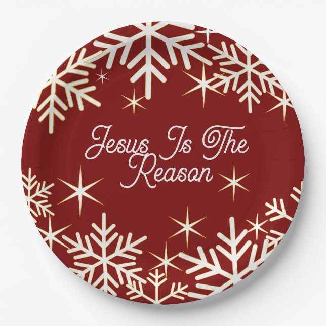 Assiettes En Carton Jesus Is The Reason Christmas Holiday Paper Plates (Devant)