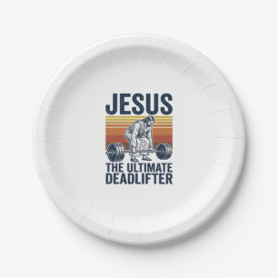 Assiettes En Carton Jésus Le Souleveur De Poids Ultime Chemise De Gym