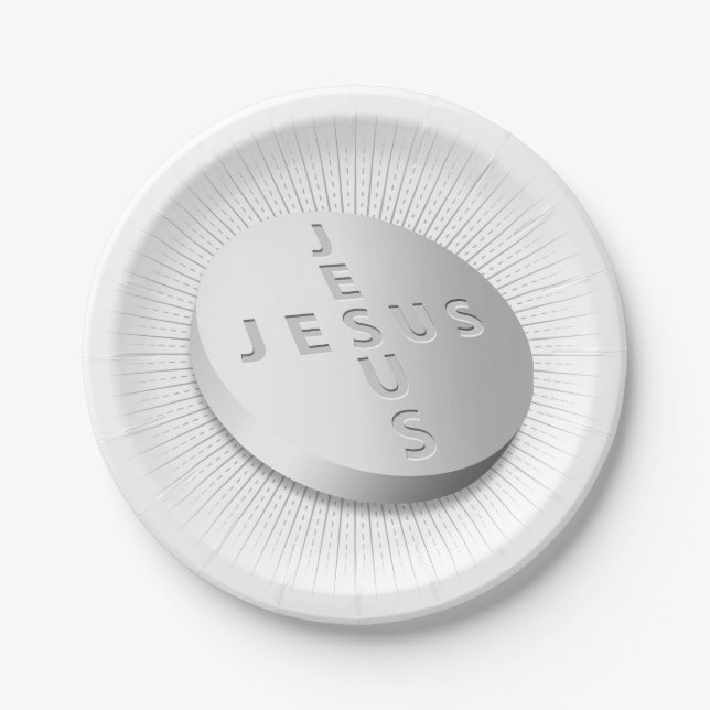 Assiettes En Carton Jesus Pill - Foi Priez Espérance Dieu Amour chréti (Devant)