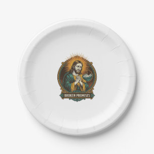 Assiettes En Carton Jésus Puce Cassée Coincée Dans Un Bol À Trempette 