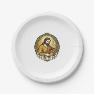 Assiettes En Carton Jésus vaincu fumant du pain grillé brûlé petit-déj