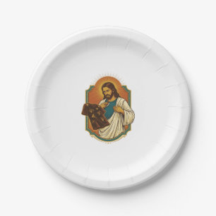 Assiettes En Carton Jésus Vêtements De Sport Noirs Couverts De Craie D