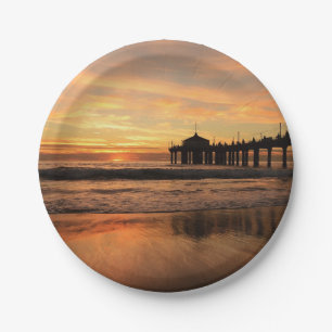 Assiettes En Carton Jetty Over Beach Sunset