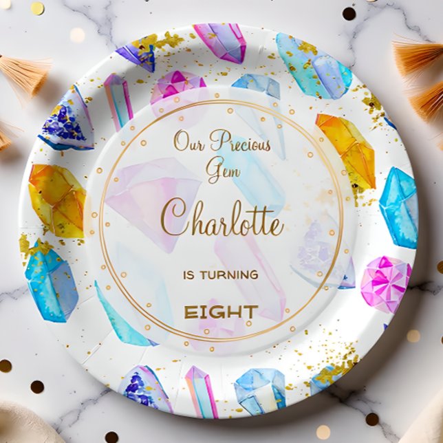 Assiettes En Carton Jeu d'anniversaire Cristaux Jeu de Fête de fille d (Créateur téléchargé)