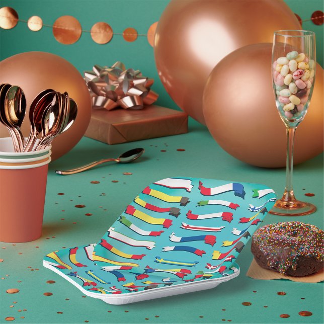 Assiettes En Carton Jeu de drapeaux Plaques de papier (Créateur téléchargé)