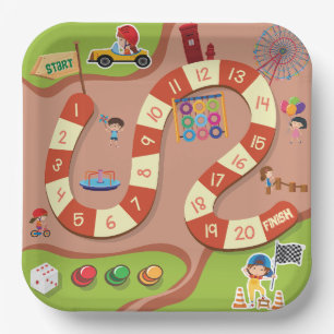 Assiettes En Carton Jeu de plateau de piste de course colorée pour enf