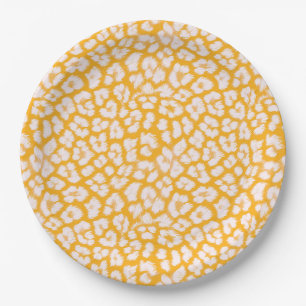 Assiettes En Carton Jeu d'oreiller blanc jaune abstrait empreinte de l