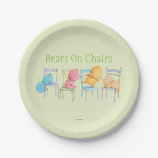Assiettes En Carton Jeu d'ours bleus, roses, jaunes, et Brown