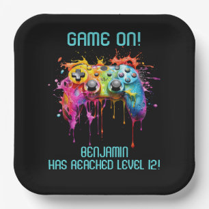 Assiettes En Carton Jeu vidéo Turquoise du gamer garçon