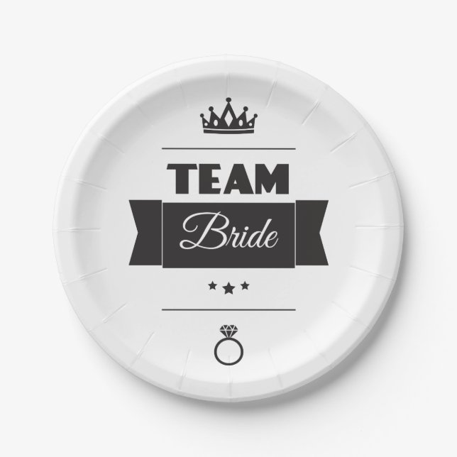 Assiettes En Carton Jeune mariée d'équipe (Devant)