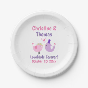 Assiettes En Carton Jeunes Mariés Amoureux Mignons Rose Violet