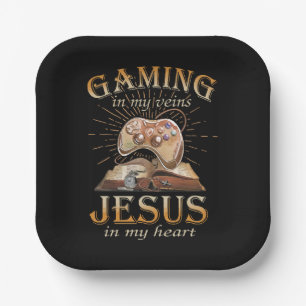 Assiettes En Carton Jeux dans mes veines, Jésus dans mon cœur