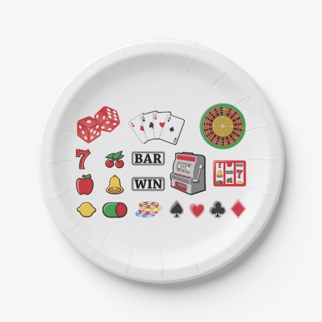 Assiettes En Carton Jeux de casino d'éléments de jeu (Devant)