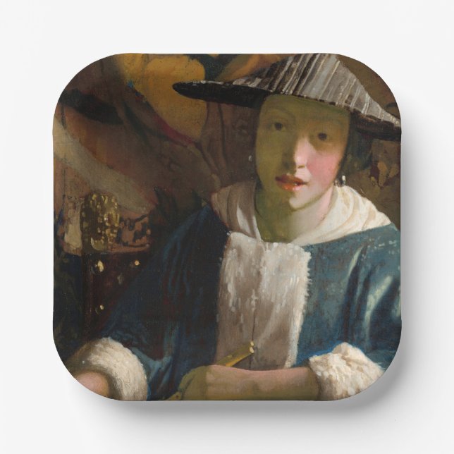 Assiettes En Carton Johannes Vermeer - Fille avec une Flûte (Recto)