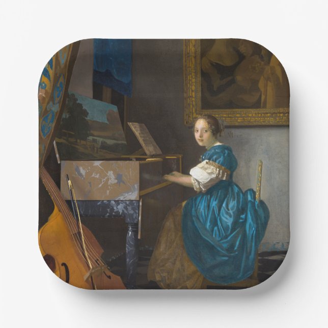 Assiettes En Carton Johannes Vermeer - Lady assise à une virginale (Recto)