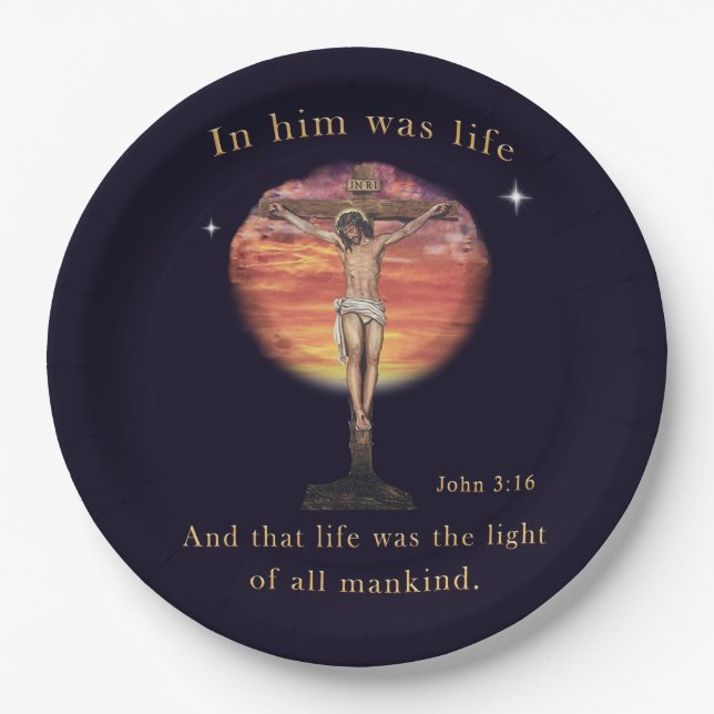 Assiettes En Carton John 3:16 (Devant)