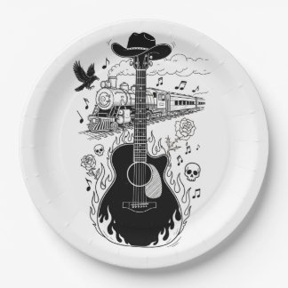 Assiettes En Carton Johnny Cash Theme Plates