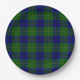Assiettes En Carton Johnstone tartan bleu vert plaid