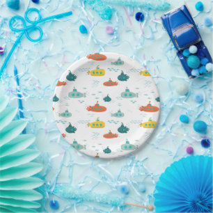 Assiettes En Carton Joli Anniversaire Enfants Sous-Marin Marin Poisson