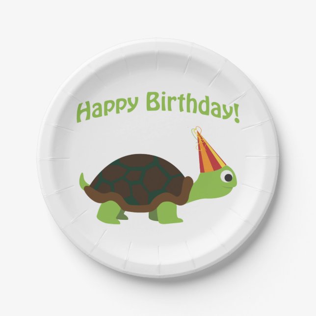Assiettes En Carton Joli anniversaire ! Tortue (Devant)
