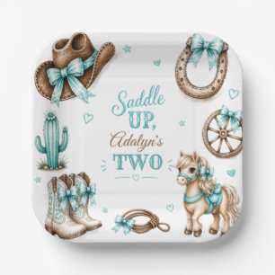 Assiettes En Carton Joli Anniversaire Western Cowgirl Cheval Fille
