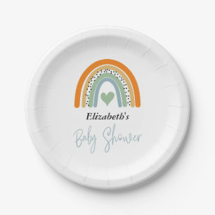 Assiettes En Carton Joli arc-en-ciel avec Baby shower Heart Boy